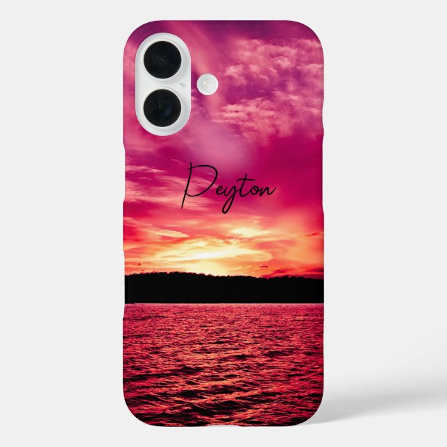 Coques Case-Mate iPhone Eau de coucher de soleil élégante avec nom personn (Verso)