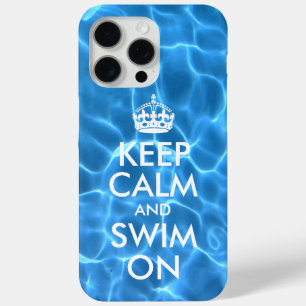Coque iPhone 15 Pro Max Eau de piscine bleue Gardez votre calme et continu