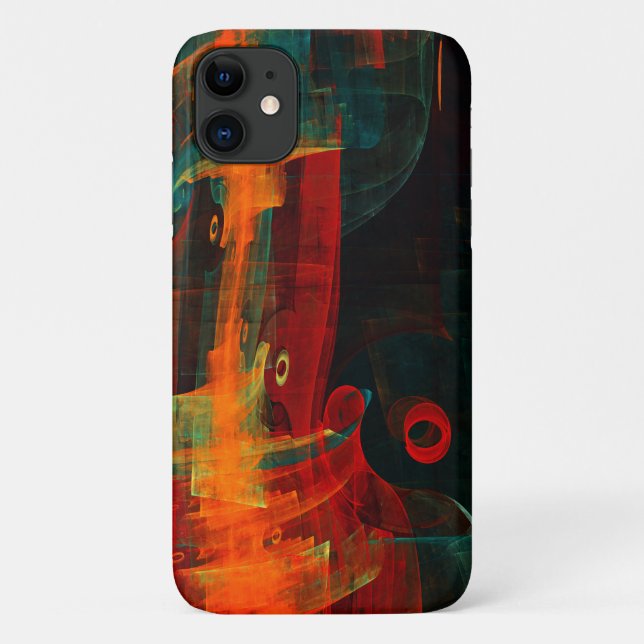 Coques Case-Mate iPhone Eau Orange Rouge Bleu moderne Art Abstrait Motif (Dos)