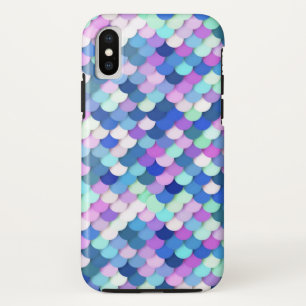 Coque Pour iPhone XS "Écailles de dragon" - bleu, orchidée et lavande