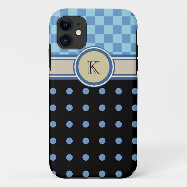 Coques Case-Mate iPhone Échecs et monogramme motif à petits pois (Dos)