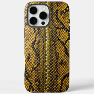 Coque iPhone 16 Pro Max Échelle d'or : Peau de serpent de qualité supérieu