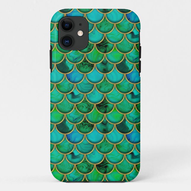 Coques Case-Mate iPhone Echelle verte 3d avec or (Dos)