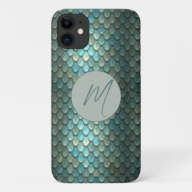 Coques Case-Mate iPhone Échelles bleues initiales personnalisées texturées (Dos)