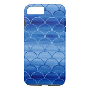 Coque Case-Mate iPhone Échelles bleues peintes d'aquarelle