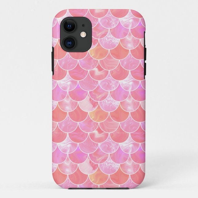 Coques Case-Mate iPhone Échelles de sirène rose (Dos)