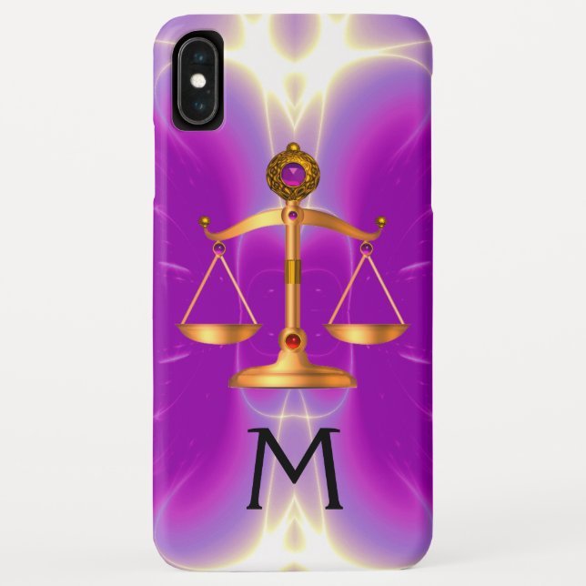 COQUES Case-Mate iPhone ÉCHELLES D'OR DE LA LOI AVEC PIERRES GEM MONOGRAM  (Dos)