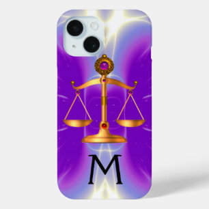 COQUE Case-Mate iPhone ÉCHELLES D'OR DE LA LOI AVEC PIERRES GEM MONOGRAM 
