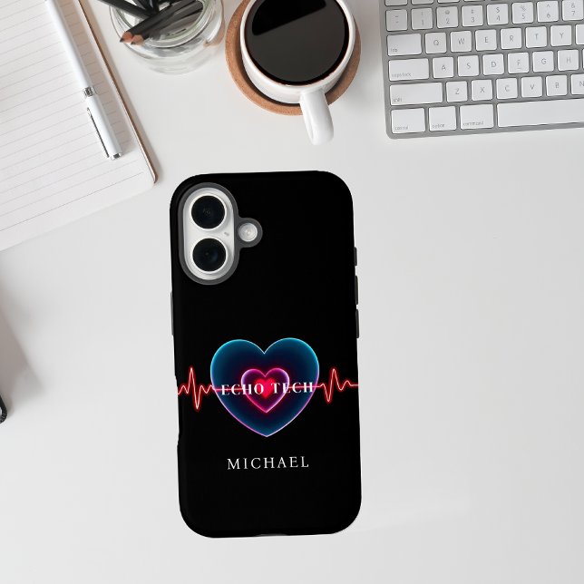 Coques Case-Mate iPhone Echo Tech Battement de coeur | Cœur avec EKG (Echo Tech Heartbeat _ Heart with EKG Case-Mate iPhone Case )