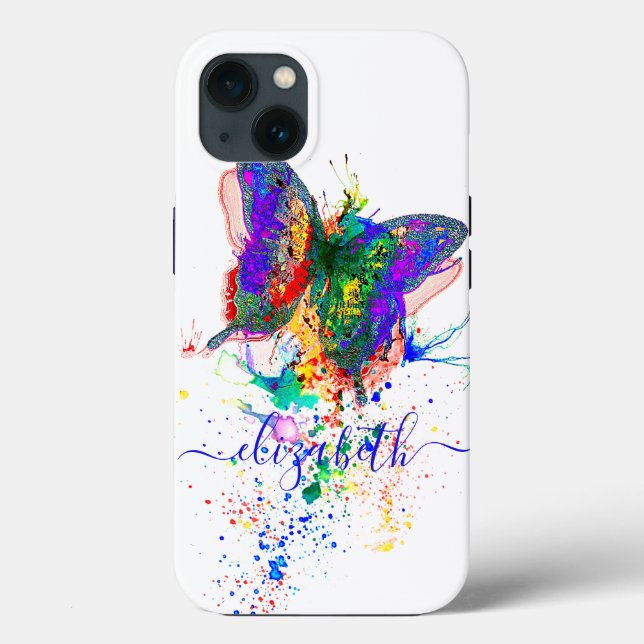 Coques Case-Mate iPhone Éclaboussure de papillon personnalisée  (Verso)
