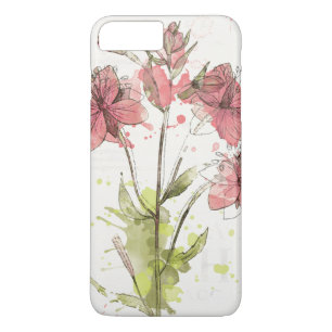 Coque iPhone 8 Plus/7 Plus Éclaboussure rose foncée florale