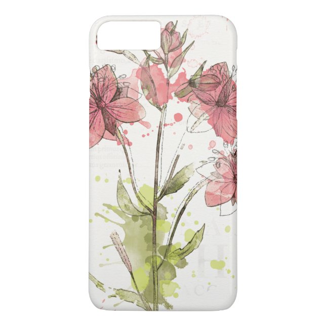 Coques Case-Mate iPhone Éclaboussure rose foncée florale (Dos)