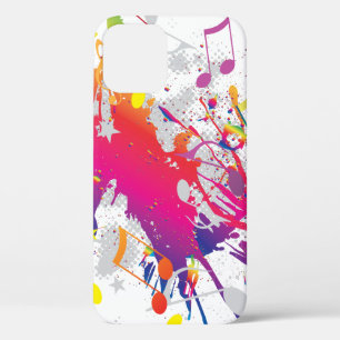 Coque iPhone 12 Éclaboussures de peinture colorées avec des notes