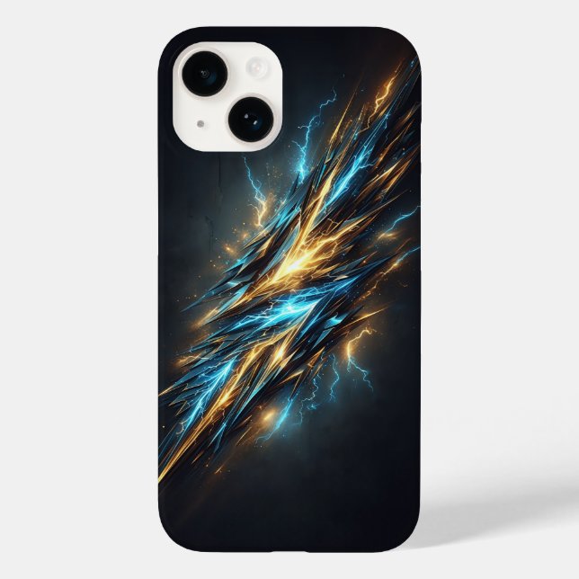 Coques Case-Mate iPhone Éclair Cosmique Abstrait - Bleu Électrique et (Verso)