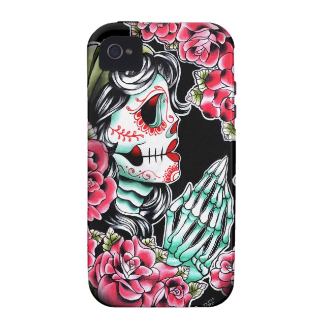 Coques Case-Mate iPhone Éclair de tatouage de crâne de Dia De Los Muertos (Dos)