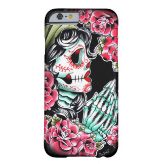 Coque iPhone 6 Barely There Éclair de tatouage de crâne de Dia De Los Muertos