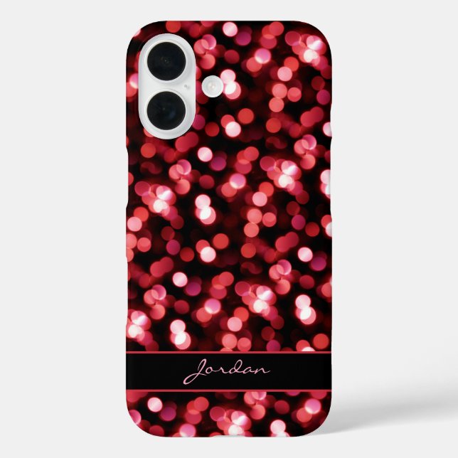 Coques Case-Mate iPhone Éclairage rouge cerise avec nom (Verso)