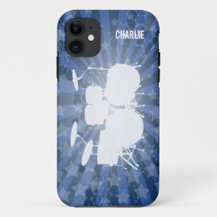 Coque iPhone 11 Éclat grunge de bleu de tambours