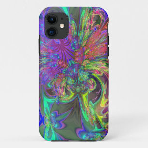 Coque iPhone 11 Éclat rougeoyant de Deva turquoise et violet de