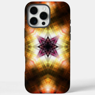 Coque iPhone 16 Pro Max Éclatement d'étoile géométrique radiante avec lumi