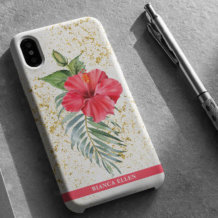 Coque Pour iPhone 16 Éclats tropicaux en or floral