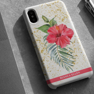 Coque Pour iPhone 16 Plus Éclats tropicaux en or floral