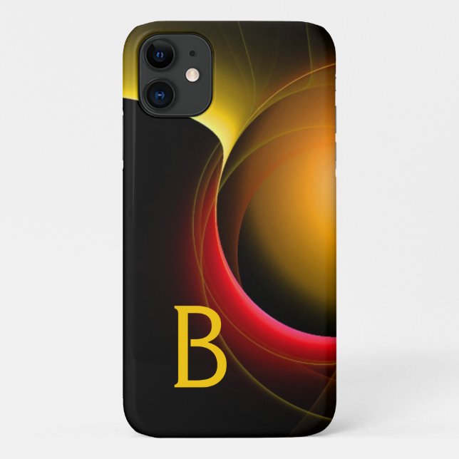 Coques Case-Mate iPhone ECLIPSE MONOGRAM Vibrant noir jaune (Dos)