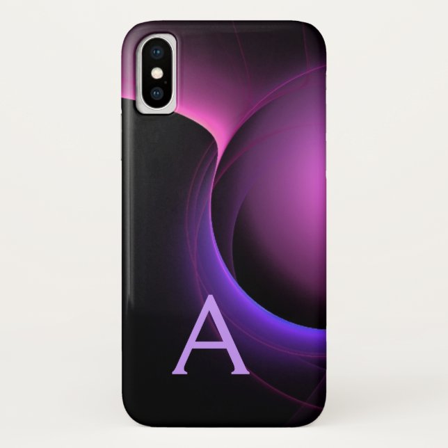 Coques Case-Mate iPhone ECLIPSE MONOGRAM Vibrant noir violet (Dos)