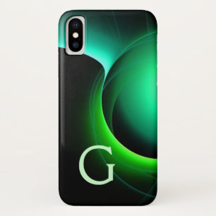 Coque iPhone X ECLIPSE MONOGRAM Vibrant vert noir