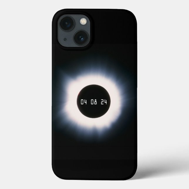 Coques Case-Mate iPhone Éclipse solaire totale de 2024 en noir et blanc (Verso)