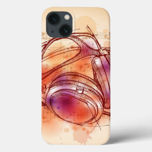 Etui iPhone Case-Mate Écouteurs sur un arrière - plan et des notes