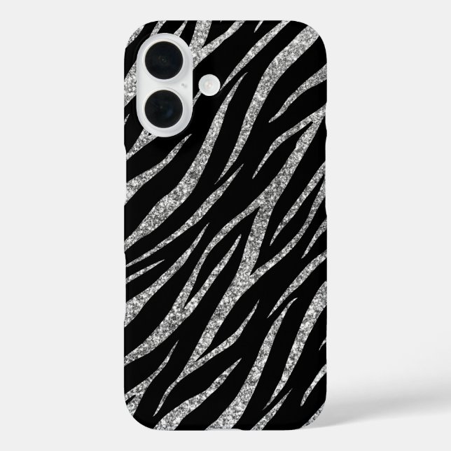 Coques Case-Mate iPhone Écran noir & argent de luxe féminin Zebra (Verso)