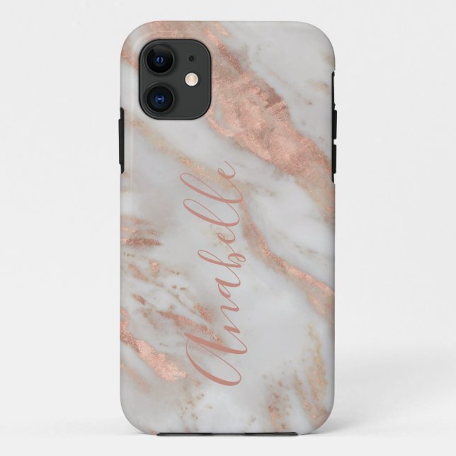 Coques Case-Mate iPhone Écriture de nom élégante et scintillante en rose g (Dos)