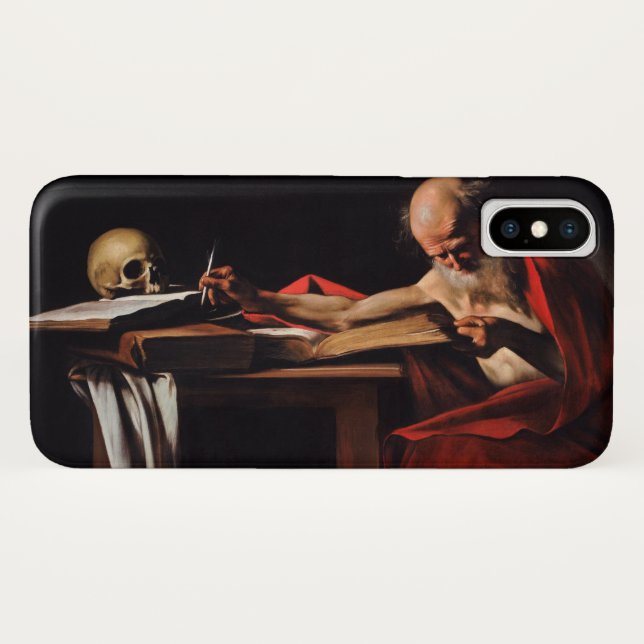 Coques Case-Mate iPhone Écriture de Saint Jérôme (par Caravaggio) (Dos (Horizontal))