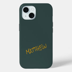 Coque Case-Mate iPhone Écriture en lettres or moderne vert foncé