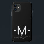 Case-Mate iPhone Case Écriture féminine moderne monogramme noir blanc<br><div class="desc">Script féminin moderne monogramme noir blanc nom iPhone 11 Coque</div>