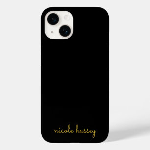 Coque Case-Mate iPhone Écriture noire et or Monogramme moderne élégant