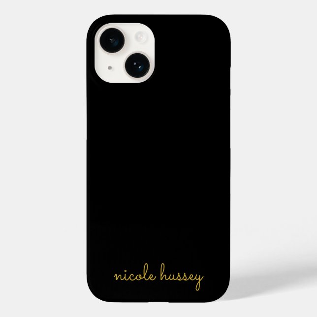 Coques Case-Mate iPhone Écriture noire et or | Monogramme moderne élégant (Verso)