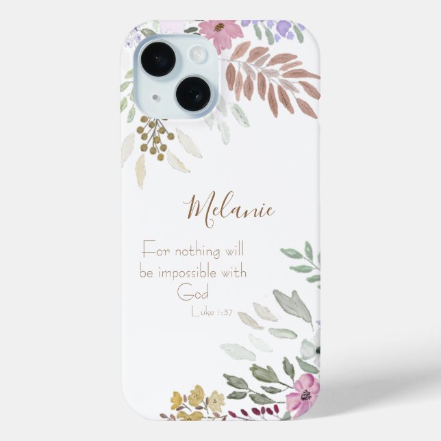 Coques Case-Mate iPhone Écriture Religieuse Aquarelle rose Floral Blanc (Verso)