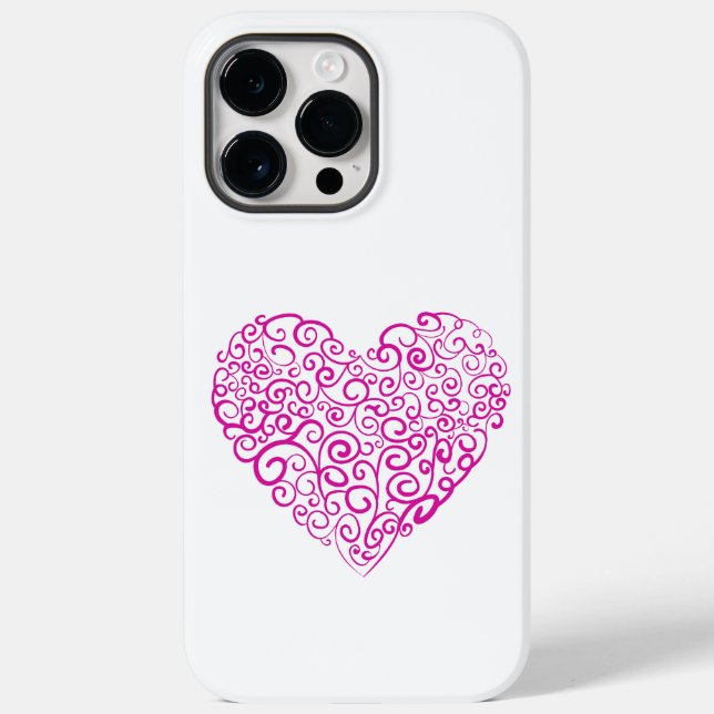Coques Case-Mate iPhone Écriture spirale coeur rose pour la Saint Valentin (Verso)
