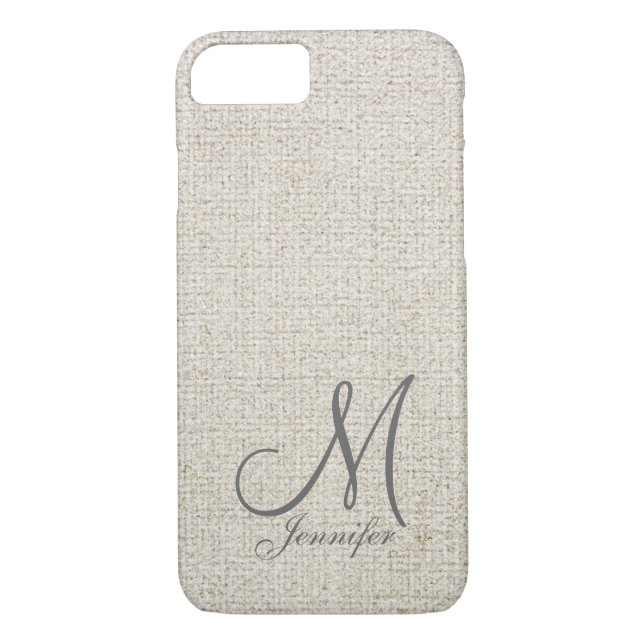 Coques Case-Mate iPhone Écru beige clair Linge gris foncé Linge blanc Mono (Dos)