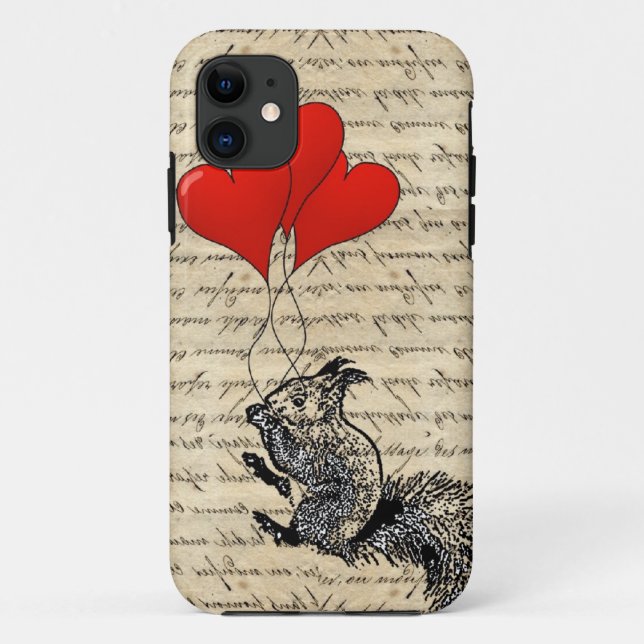 Coques Case-Mate iPhone Écureuil et ballons cardiaques (Dos)