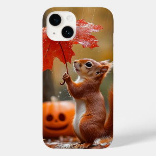 Coque Case-Mate iPhone Écureuil mignon avec parapluie à feuilles - Pluie 