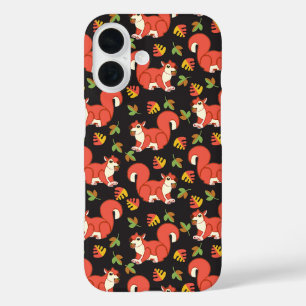 Coque Pour iPhone 16 Écureuil mignon et Motif feuille d'automne