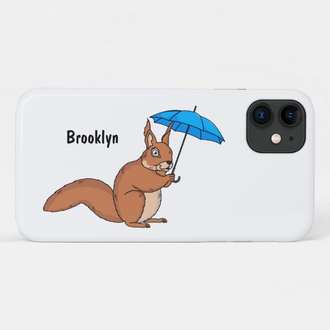 Coques Case-Mate iPhone Écureuil rouge mignon avec dessin animé parapluie (Dos (Horizontal))
