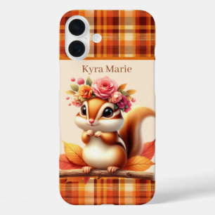 Coque Pour iPhone 16 Plus Écureuil saisonnier d'automne amusant ajouter un n