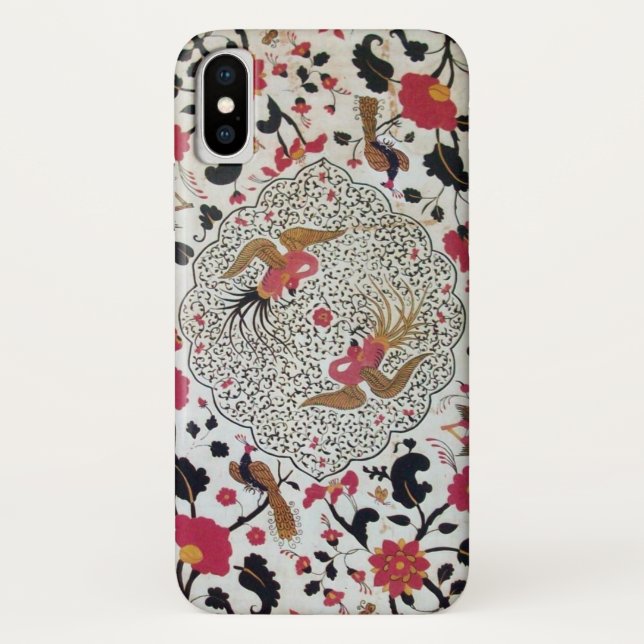 COQUES Case-Mate iPhone EDEN / ELEGANT RED BLACK WHITE FLOWERS AND BIRDS (Dos)