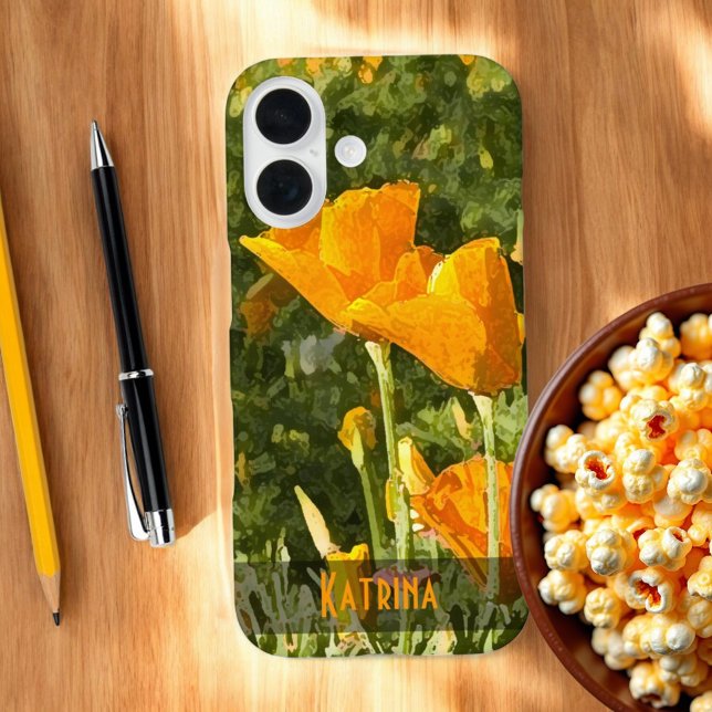 Coques Case-Mate iPhone Effet brosse sèche Californie Photo Poppy personna (phone case back with template text)