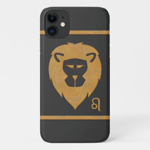 Coque iPhone 11 Effet de marbre de tête de lion de zodiaque de