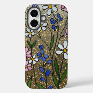 Coque Pour iPhone 16 Effet de verre à âme Fleur sauvage en gras